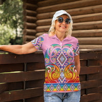 Rainbow Ngaru Taniko With Aotearoa Maori Tattoo Women Polo Shirt