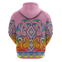 Rainbow Ngaru Taniko With Aotearoa Maori Tattoo Zip Hoodie