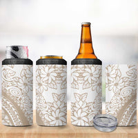 Polynesia 4 in 1 Can Cooler Tumbler Polynesian Tropical Flowers Begie Pastel Vibes