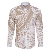 Polynesia Family Matching Mermaid Dress and Hawaiian Shirt Polynesian Tropical Flowers Beige Pastel Vibes LT14 - Polynesian Pride