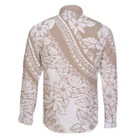 Polynesia Family Matching Mermaid Dress and Hawaiian Shirt Polynesian Tropical Flowers Beige Pastel Vibes LT14 - Polynesian Pride
