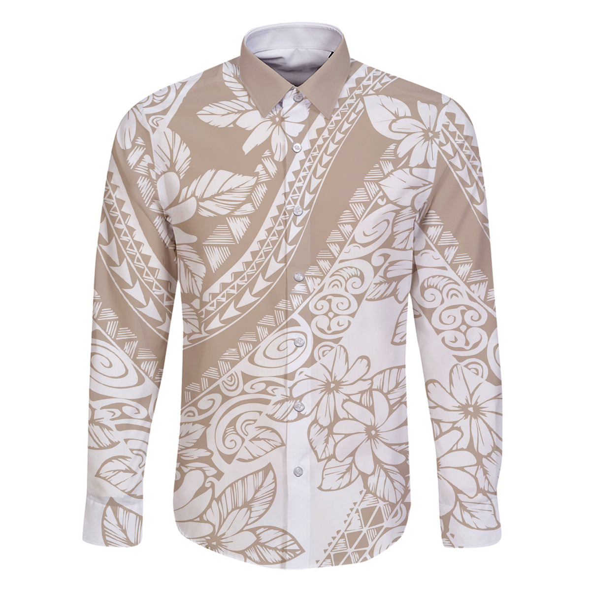 Polynesia Family Matching Summer Maxi Dress and Hawaiian Shirt Polynesian Tropical Flowers Beige Pastel Vibes LT14 - Polynesian Pride