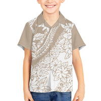 Polynesia Kid Hawaiian Shirt Polynesian Tropical Flowers Beige Pastel Vibes LT14 Kid Beige - Polynesian Pride