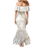Polynesia Mermaid Dress Polynesian Tropical Flowers Beige Pastel Vibes LT14 - Polynesian Pride