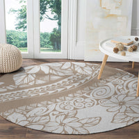 Polynesia Round Carpet Polynesian Tropical Flowers Begie Pastel Vibes LT14 - Polynesian Pride