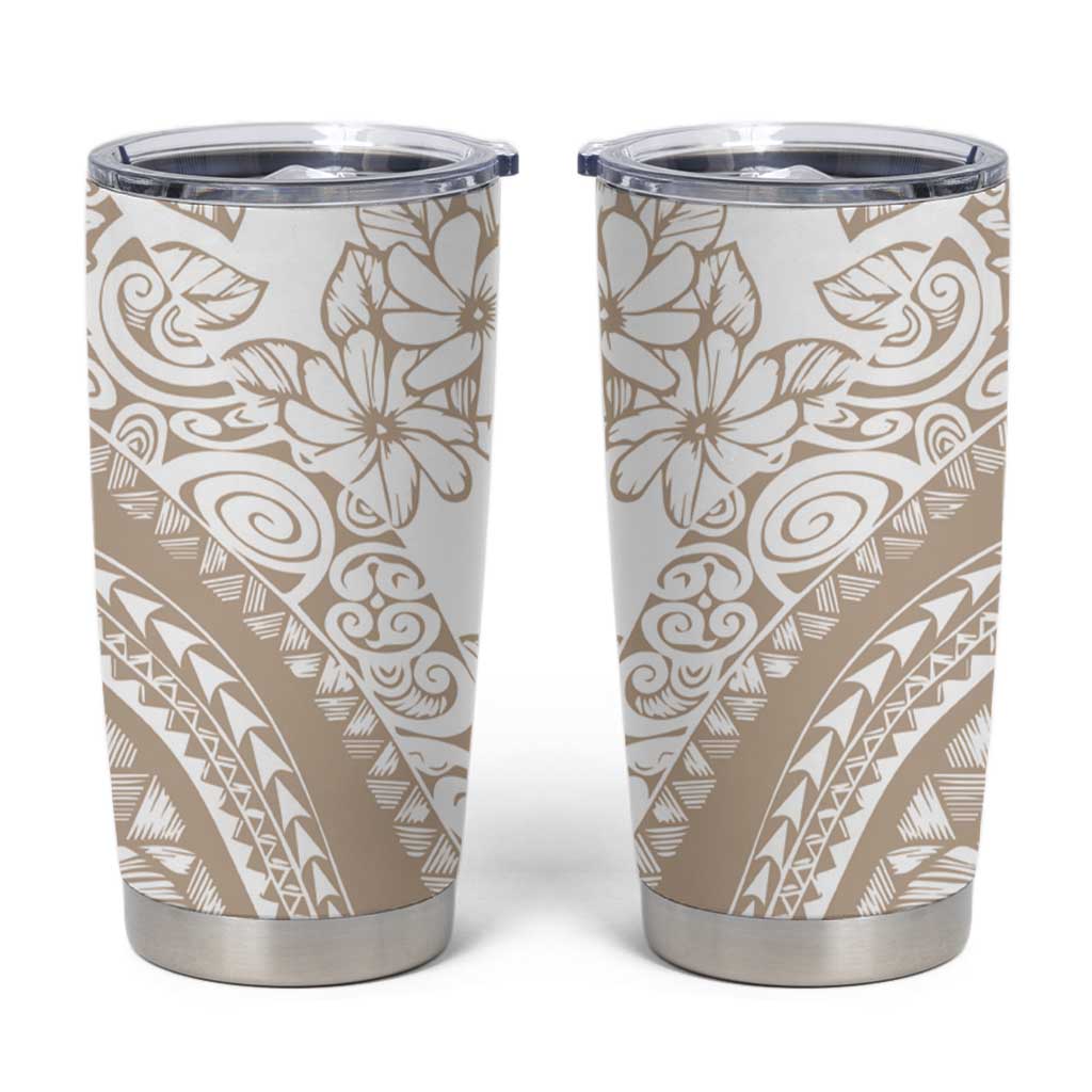 Polynesia Tumbler Cup Polynesian Tropical Flowers Begie Pastel Vibes LT14 Begie - Polynesian Pride