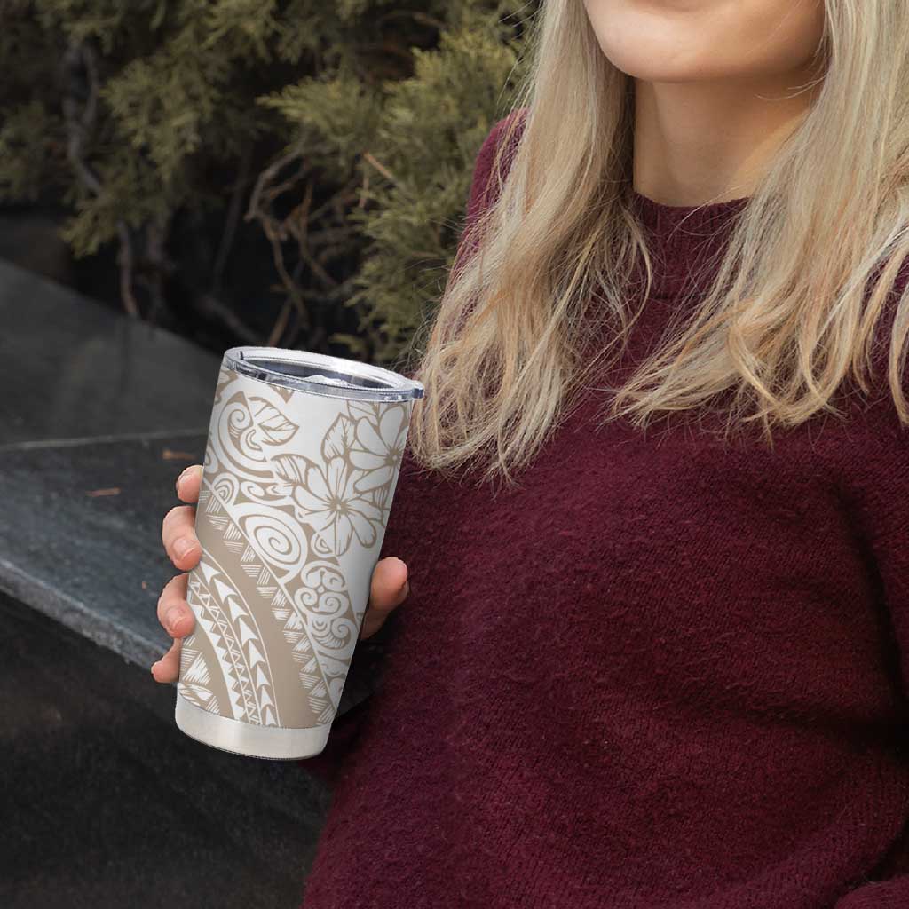 Polynesia Tumbler Cup Polynesian Tropical Flowers Begie Pastel Vibes LT14 - Polynesian Pride