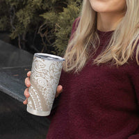 Polynesia Tumbler Cup Polynesian Tropical Flowers Begie Pastel Vibes LT14 - Polynesian Pride