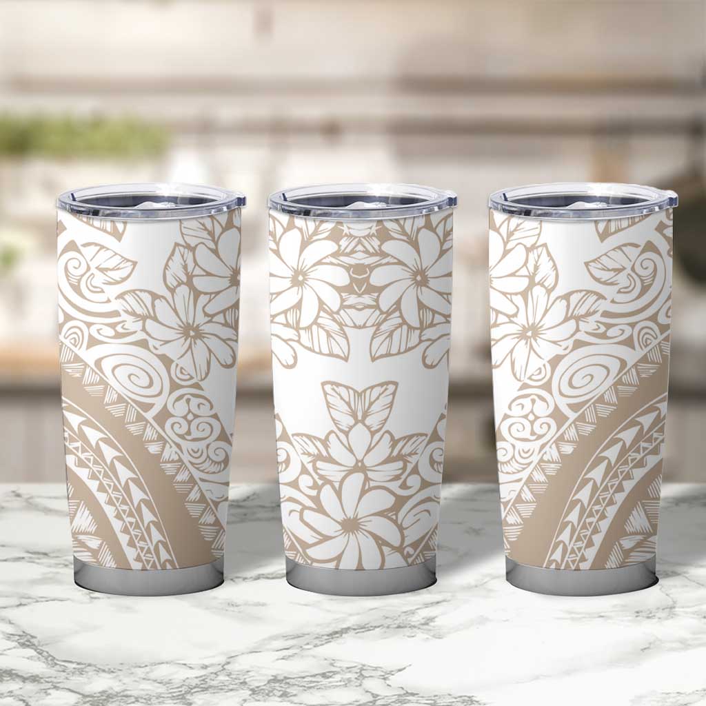 Polynesia Tumbler Cup Polynesian Tropical Flowers Begie Pastel Vibes LT14 - Polynesian Pride