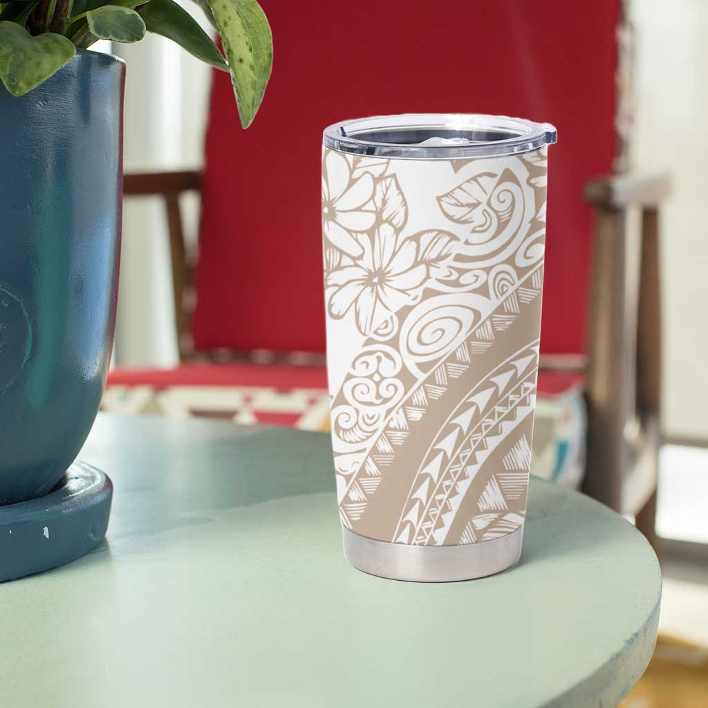 Polynesia Tumbler Cup Polynesian Tropical Flowers Begie Pastel Vibes LT14 - Polynesian Pride