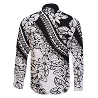 Polynesia Family Matching Long Sleeve Bodycon Dress and Hawaiian Shirt Polynesian Tropical Flowers Black Pastel Vibes LT14 - Polynesian Pride