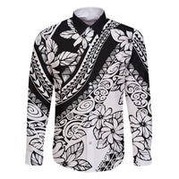 Polynesia Family Matching Mermaid Dress and Hawaiian Shirt Polynesian Tropical Flowers Black Pastel Vibes LT14 Dad's Shirt - Long Sleeve Black - Polynesian Pride