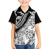 Polynesia Family Matching Off Shoulder Short Dress and Hawaiian Shirt Polynesian Tropical Flowers Black Pastel Vibes LT14 Son's Shirt Black - Polynesian Pride