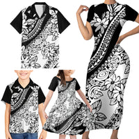 Polynesia Family Matching Short Sleeve Bodycon Dress and Hawaiian Shirt Polynesian Tropical Flowers Black Pastel Vibes LT14 - Polynesian Pride