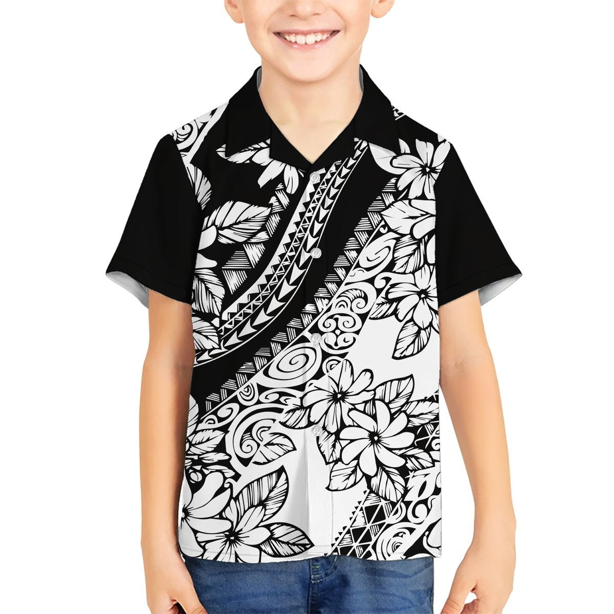 Polynesia Hawaiian Shirt Polynesian Tropical Flowers Black Pastel Vibes LT14 - Polynesian Pride