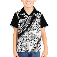 Polynesia Kid Hawaiian Shirt Polynesian Tropical Flowers Black Pastel Vibes LT14 Kid Black - Polynesian Pride