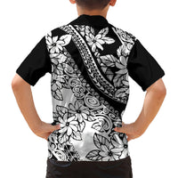 Polynesia Kid Hawaiian Shirt Polynesian Tropical Flowers Black Pastel Vibes LT14 - Polynesian Pride