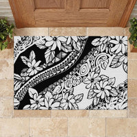 Polynesia Rubber Doormat Polynesian Tropical Flowers Black Pastel Vibes LT14 - Polynesian Pride
