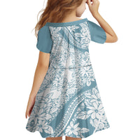 Polynesia Family Matching Off Shoulder Short Dress and Hawaiian Shirt Polynesian Tropical Flowers Blue Pastel Vibes LT14 - Polynesian Pride