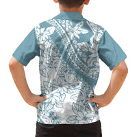 Polynesia Family Matching Short Sleeve Bodycon Dress and Hawaiian Shirt Polynesian Tropical Flowers Blue Pastel Vibes LT14 - Polynesian Pride