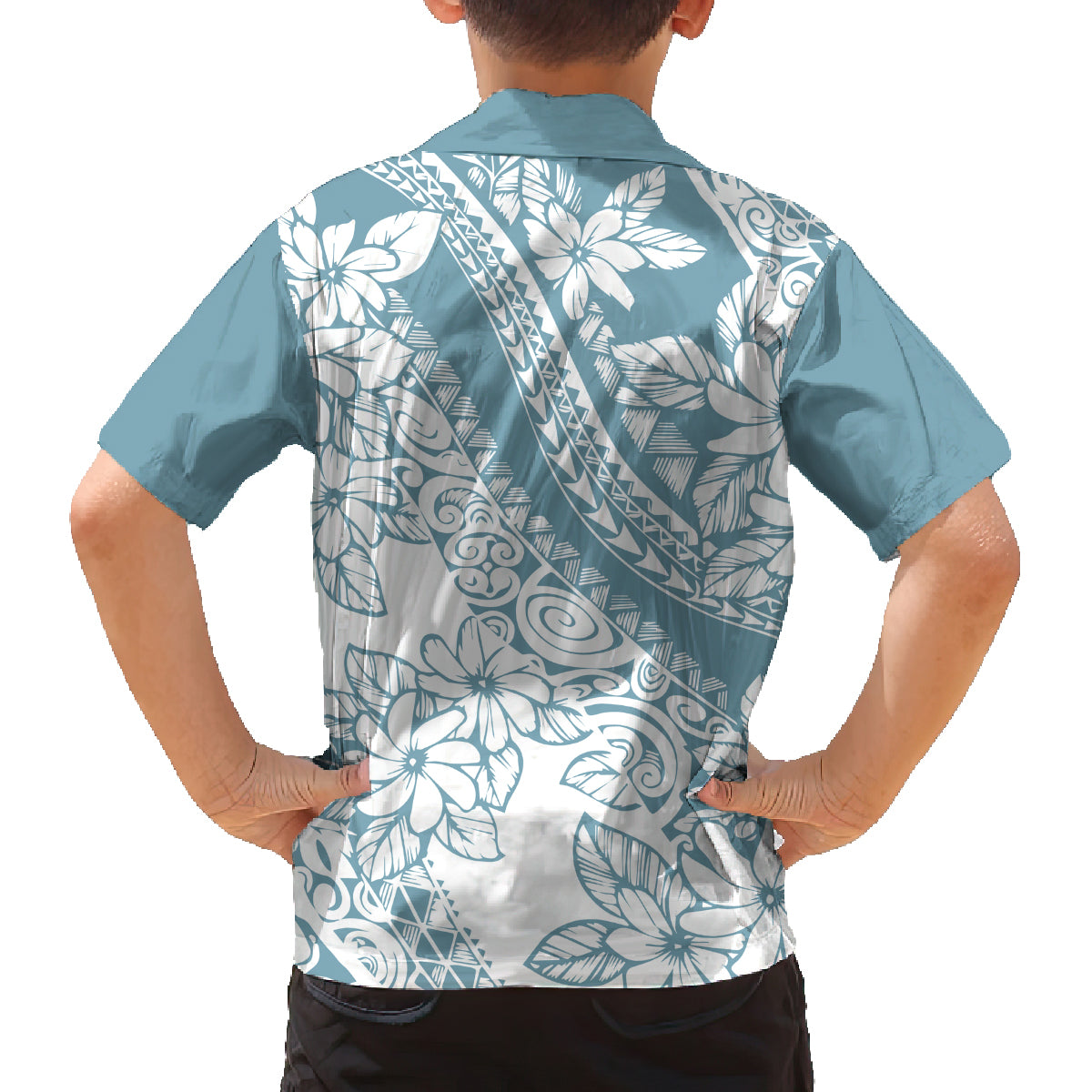 Polynesia Family Matching Summer Maxi Dress and Hawaiian Shirt Polynesian Tropical Flowers Blue Pastel Vibes LT14 - Polynesian Pride