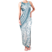 Polynesia Family Matching Tank Maxi Dress and Hawaiian Shirt Polynesian Tropical Flowers Blue Pastel Vibes LT14 Mom's Dress Blue - Polynesian Pride