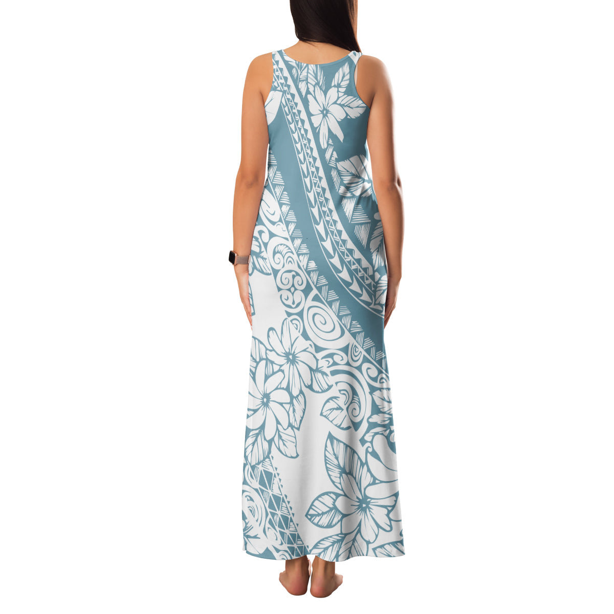 Polynesia Family Matching Tank Maxi Dress and Hawaiian Shirt Polynesian Tropical Flowers Blue Pastel Vibes LT14 - Polynesian Pride