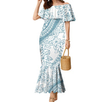 Polynesia Mermaid Dress Polynesian Tropical Flowers Blue Pastel Vibes LT14 Women Blue - Polynesian Pride