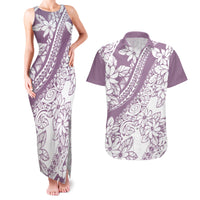 Polynesia Couples Matching Tank Maxi Dress and Hawaiian Shirt Polynesian Tropical Flowers Purple Pastel Vibes LT14 Purple - Polynesian Pride
