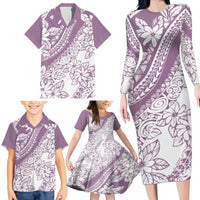 Polynesia Family Matching Long Sleeve Bodycon Dress and Hawaiian Shirt Polynesian Tropical Flowers Purple Pastel Vibes LT14 - Polynesian Pride
