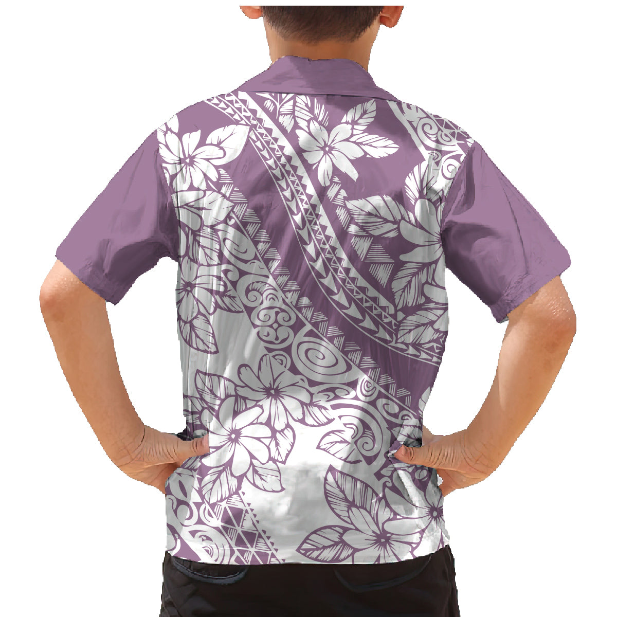 Polynesia Family Matching Mermaid Dress and Hawaiian Shirt Polynesian Tropical Flowers Purple Pastel Vibes LT14 - Polynesian Pride