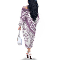 Polynesia Family Matching Off Shoulder Long Sleeve Dress and Hawaiian Shirt Polynesian Tropical Flowers Purple Pastel Vibes LT14 - Polynesian Pride