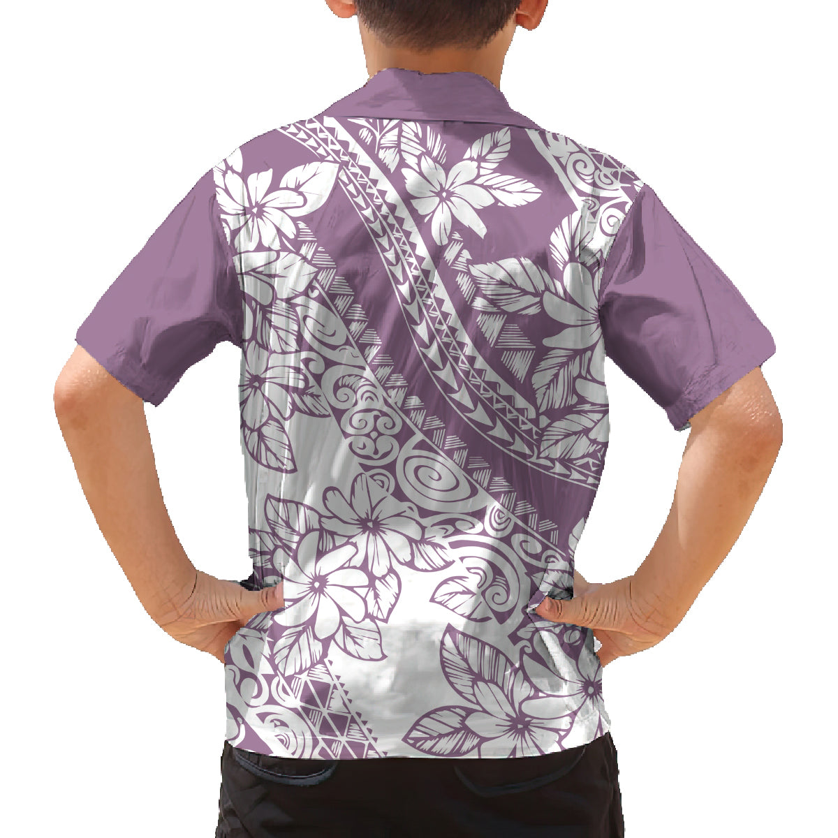 Polynesia Family Matching Off Shoulder Maxi Dress and Hawaiian Shirt Polynesian Tropical Flowers Purple Pastel Vibes LT14 - Polynesian Pride