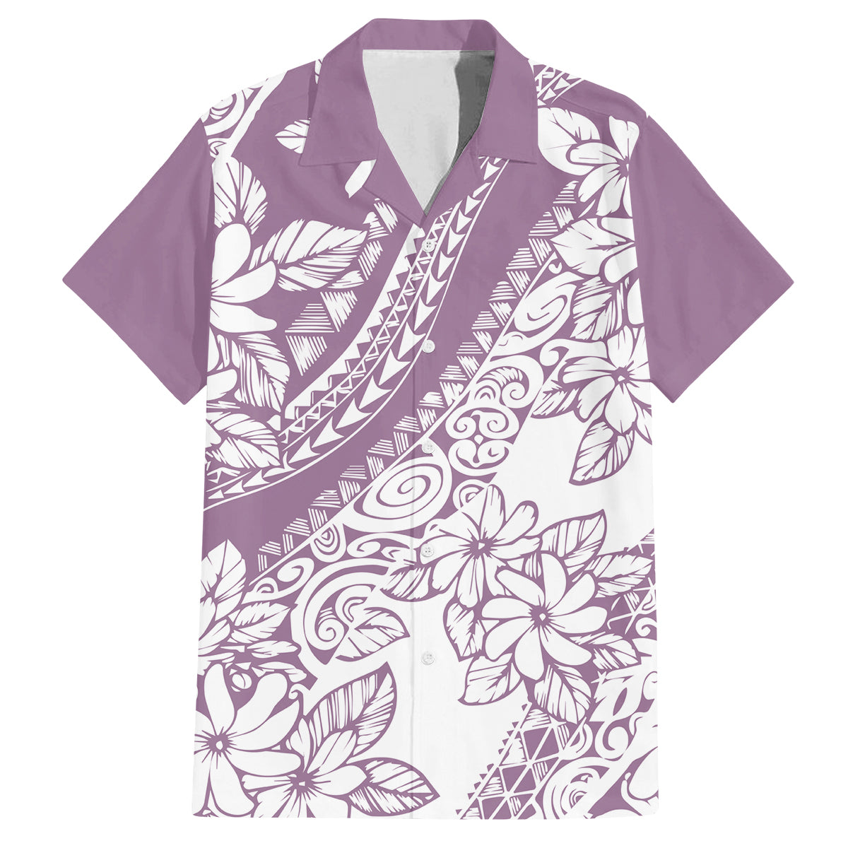 Polynesia Family Matching Off Shoulder Maxi Dress and Hawaiian Shirt Polynesian Tropical Flowers Purple Pastel Vibes LT14 Dad's Shirt - Short Sleeve Purple - Polynesian Pride
