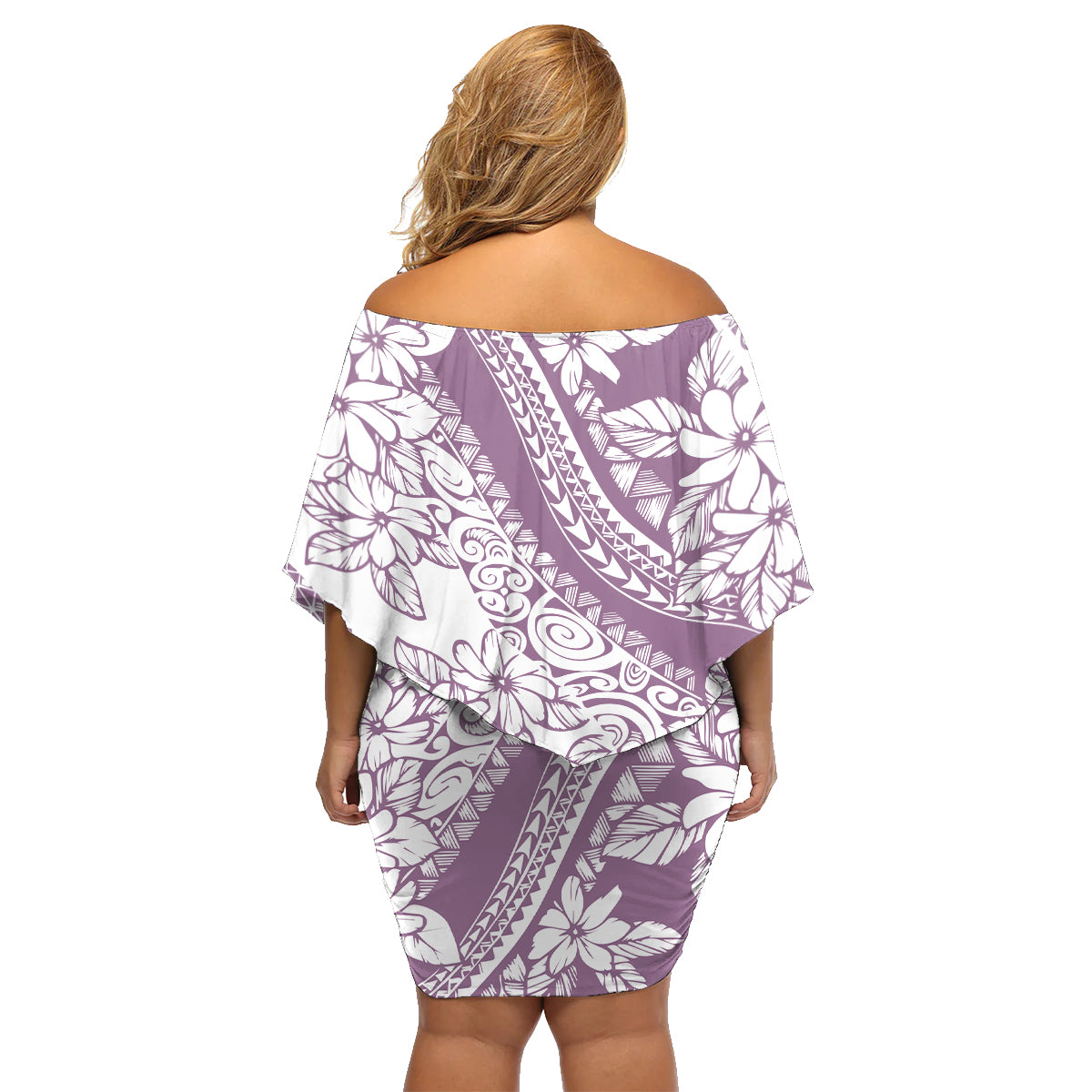 Polynesia Family Matching Off Shoulder Short Dress and Hawaiian Shirt Polynesian Tropical Flowers Purple Pastel Vibes LT14 - Polynesian Pride