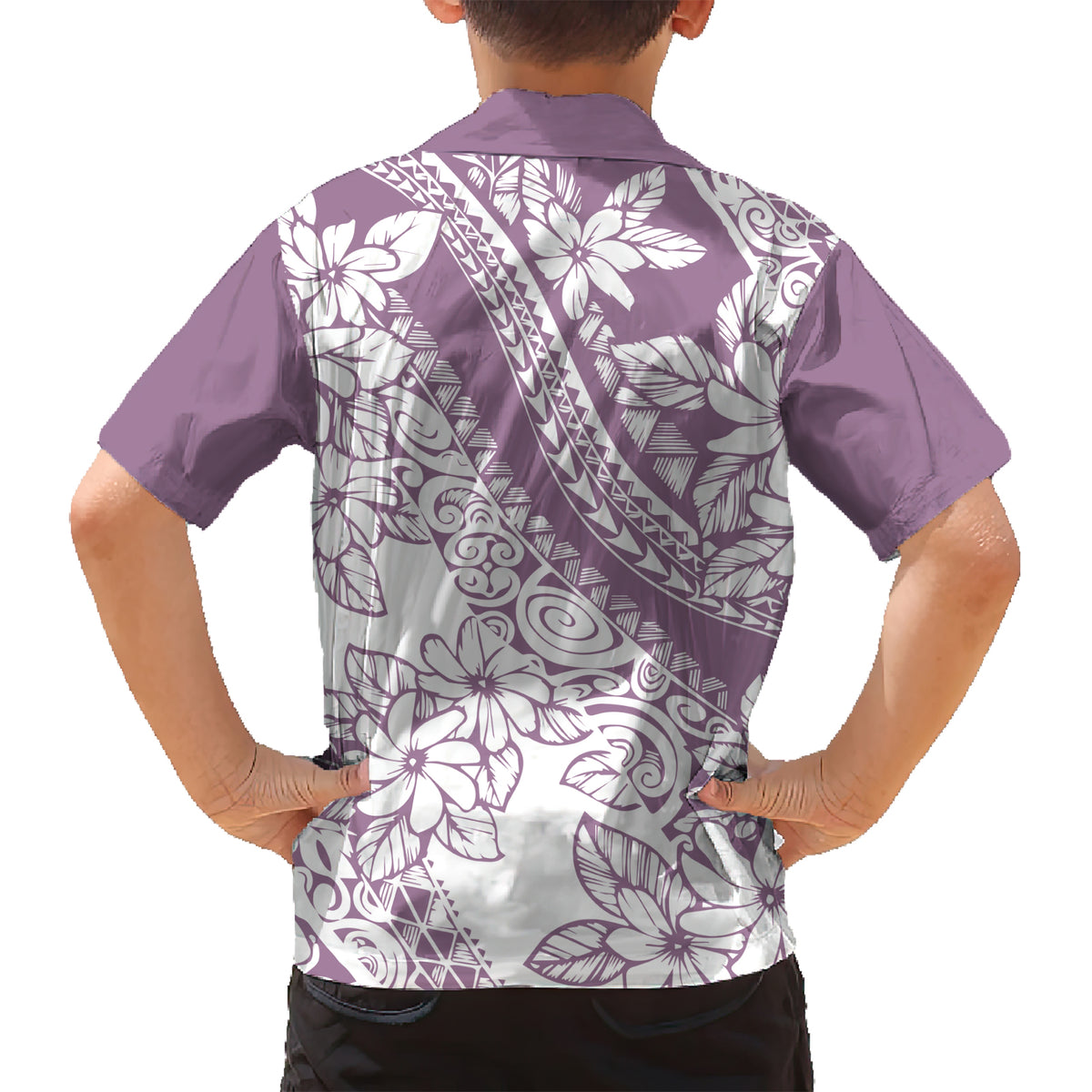 Polynesia Family Matching Short Sleeve Bodycon Dress and Hawaiian Shirt Polynesian Tropical Flowers Purple Pastel Vibes LT14 - Polynesian Pride