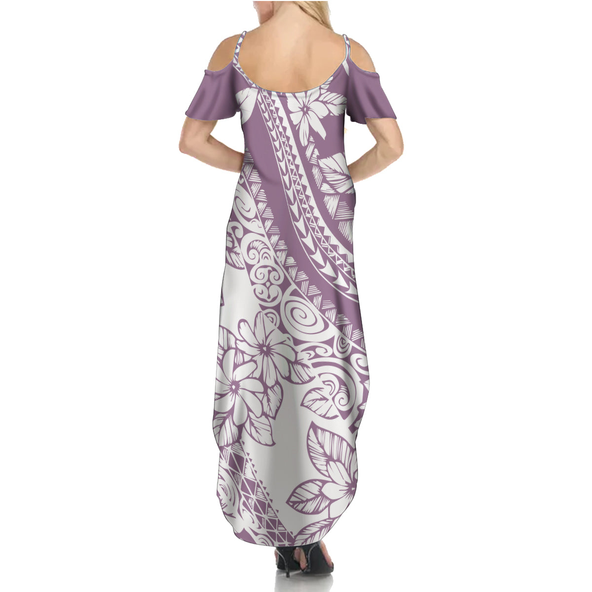 Polynesia Family Matching Summer Maxi Dress and Hawaiian Shirt Polynesian Tropical Flowers Purple Pastel Vibes LT14 - Polynesian Pride