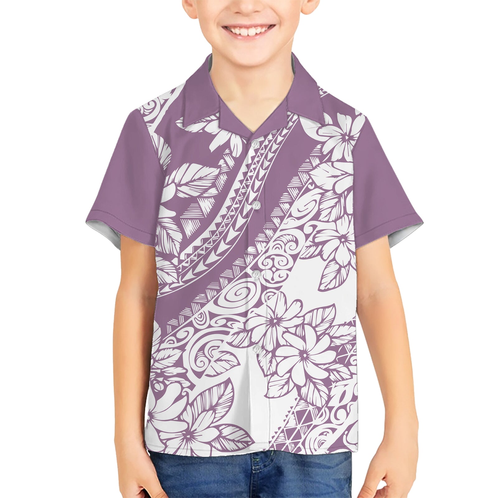 Polynesia Kid Hawaiian Shirt Polynesian Tropical Flowers Purple Pastel Vibes LT14 Kid Purple - Polynesian Pride