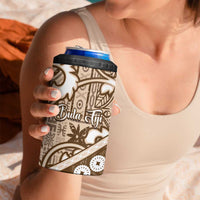 Beige Bula Fiji 4 in 1 Can Cooler Tumbler Fijian Language Week Tapa Cloth - Pastel LT14 - Polynesian Pride