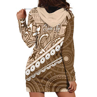 Beige Bula Fiji Hoodie Dress Fijian Language Week Tapa Cloth - Pastel LT14 - Polynesian Pride