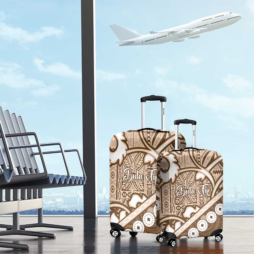 Beige Bula Fiji Luggage Cover Fijian Language Week Tapa Cloth - Pastel