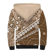 Beige Bula Fiji Sherpa Hoodie Fijian Language Week Tapa Cloth - Pastel LT14 - Polynesian Pride