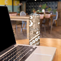Beige Bula Fiji Skinny Tumbler Fijian Language Week Tapa Cloth - Pastel LT14 - Polynesian Pride
