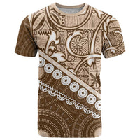 Beige Bula Fiji T Shirt Fijian Language Week Tapa Cloth - Pastel LT14 Beige - Polynesian Pride