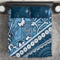 Blue Bula Fiji Bedding Set Fijian Language Week Tapa Cloth - Pastel LT14 Blue - Polynesian Pride