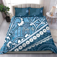 Blue Bula Fiji Bedding Set Fijian Language Week Tapa Cloth - Pastel LT14 - Polynesian Pride