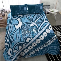 Blue Bula Fiji Bedding Set Fijian Language Week Tapa Cloth - Pastel LT14 - Polynesian Pride
