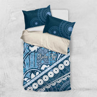 Blue Bula Fiji Bedding Set Fijian Language Week Tapa Cloth - Pastel LT14 US Twin 172cm x 218cm Blue - Polynesian Pride