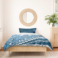 Blue Bula Fiji Bedding Set Fijian Language Week Tapa Cloth - Pastel LT14 - Polynesian Pride