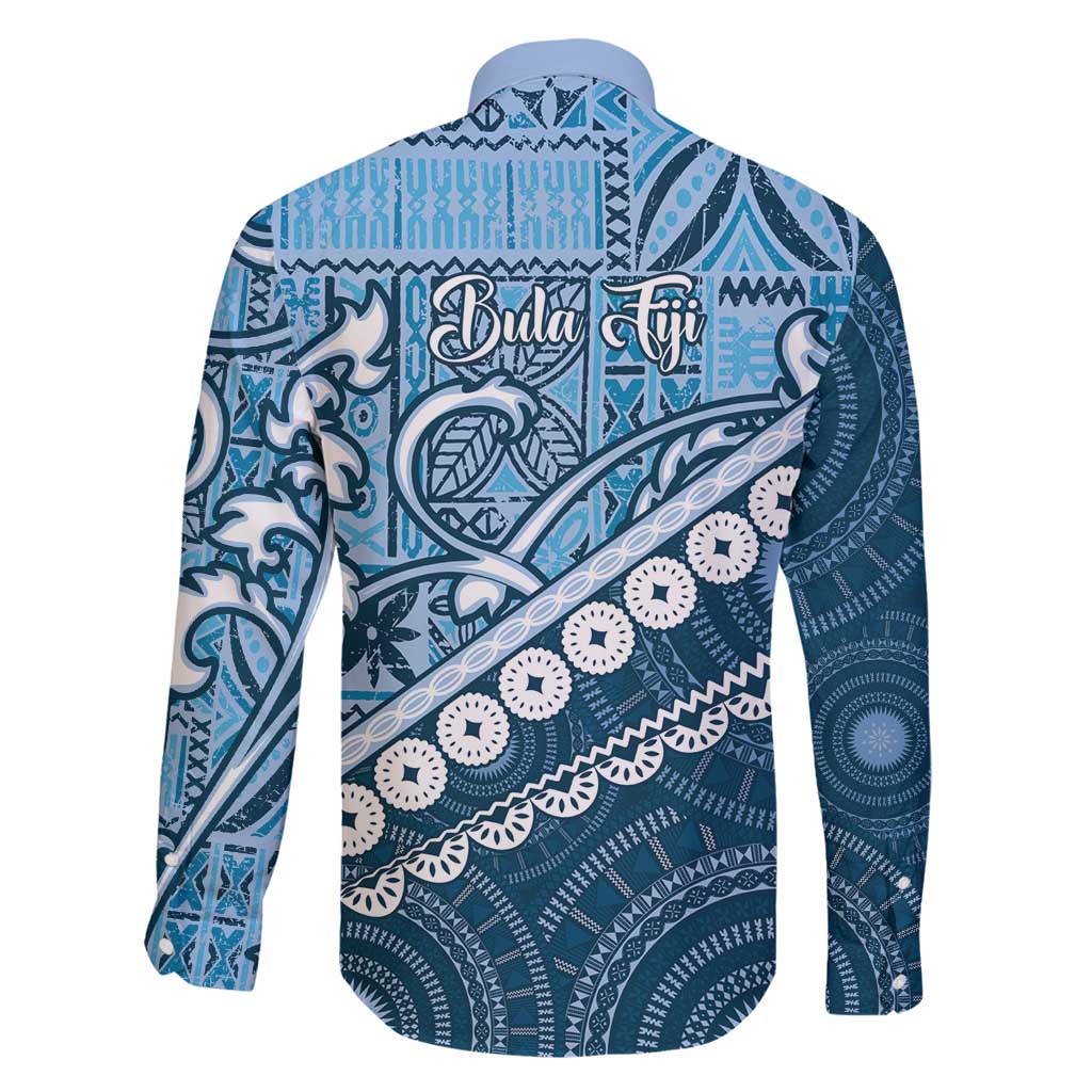 Blue Bula Fiji Family Matching Summer Maxi Dress and Hawaiian Shirt Fijian Language Week Tapa Cloth - Pastel LT14 - Polynesian Pride